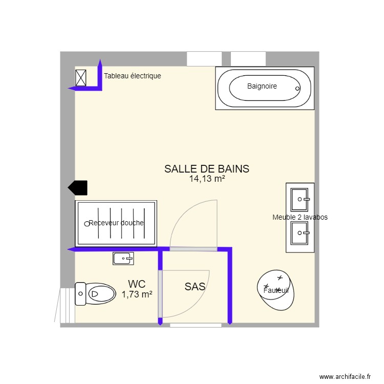 coumert salle de bain baignoire 1. Plan de 0 pièce et 0 m2