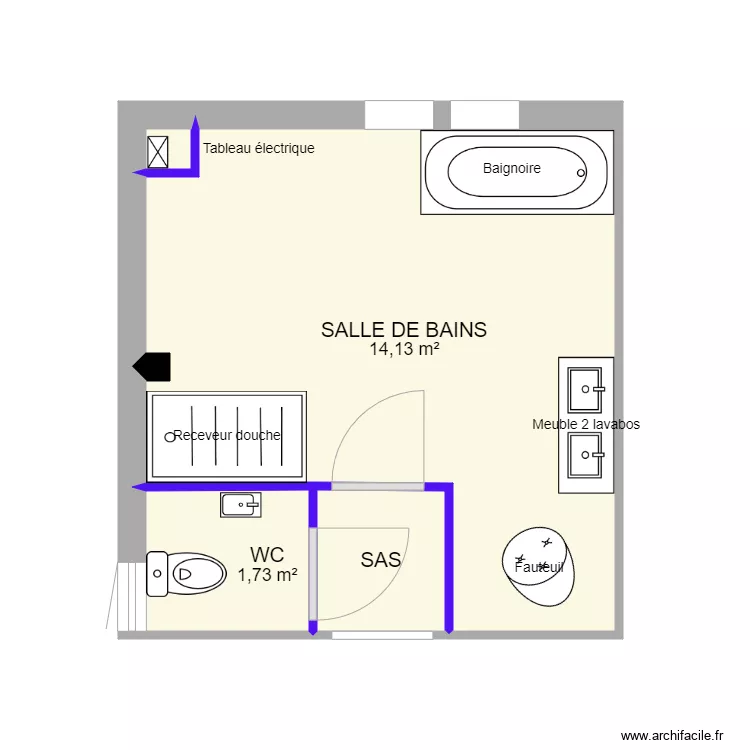 coumert salle de bain baignoire 1. Plan de 