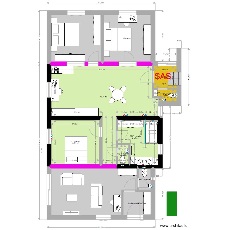  stade 1 annexe garde 152  121  65m2. Plan de 11 pièces et 121 m2