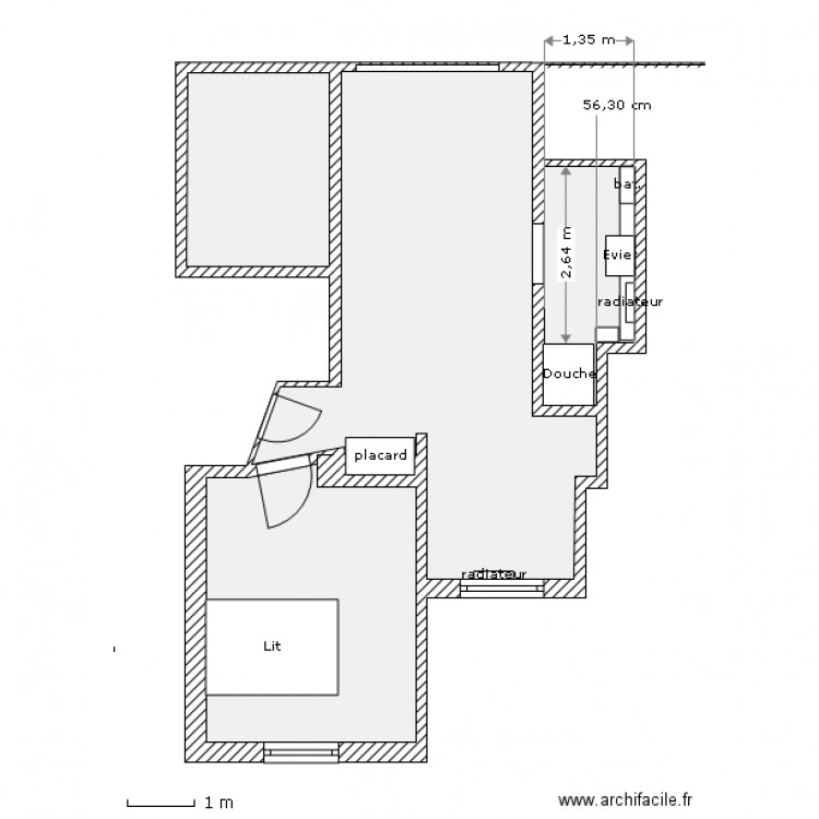 Salle de bain longue v5 (pour calcul surface). Plan de 0 pièce et 0 m2