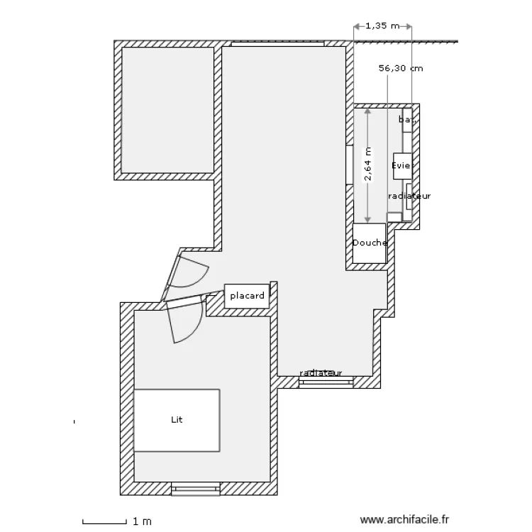 Salle de bain longue v5 (pour calcul surface). Plan de Salle de bain longue v5 (pour calcul surface). Plan de