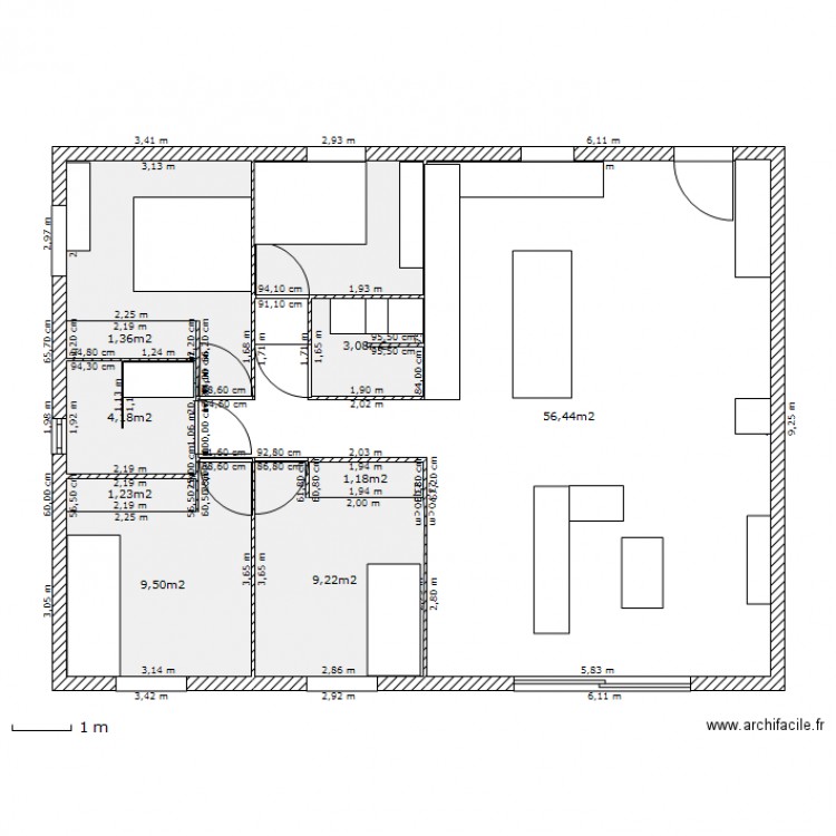 maison 100m2. Plan de 0 pièce et 0 m2