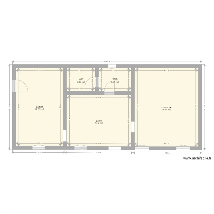 Maison A PREMIERE PARTIE. Plan de 5 pièces et 69 m2