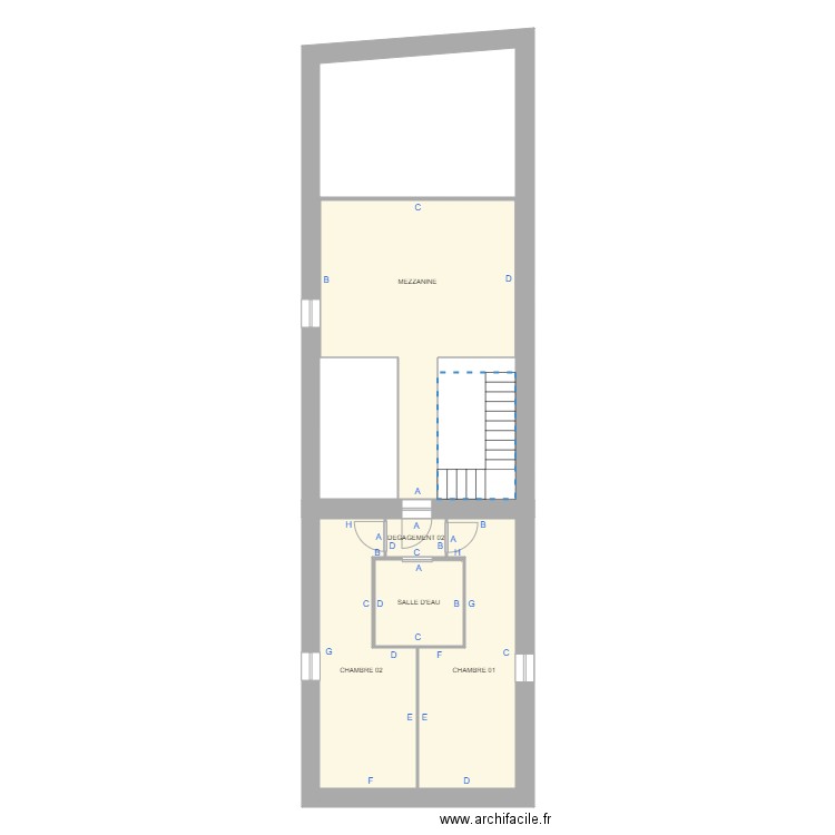 PALARDY ETAGE PLOMB. Plan de 5 pièces et 63 m2