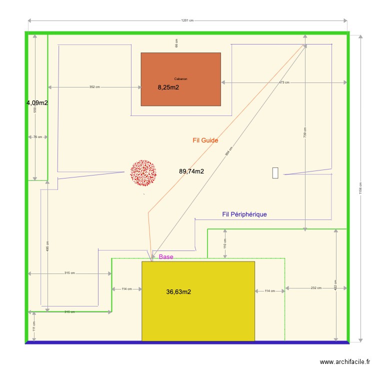 Jardin. Plan de 3 pièces et 139 m2