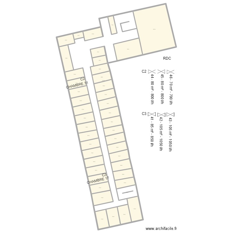 ADEF SAINT GRATIEN RDC. Plan de 44 pièces et 891 m2