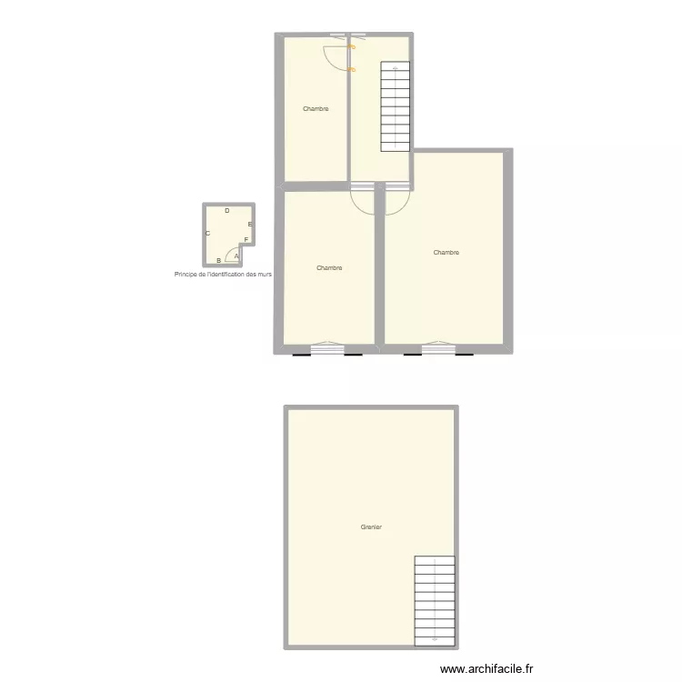 Croquis VOUAUX Etage ET GRENIER. Plan de 