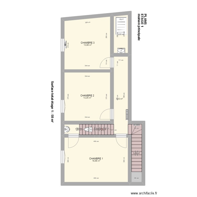 TORDEUX à VREGNY - plans projetés par M. Tordeux. Plan de 28 pièces et 313 m2