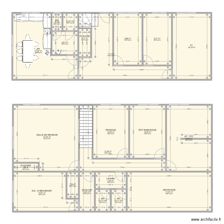 BASE VILLENEUVE VGP. Plan de 22 pièces et 217 m2