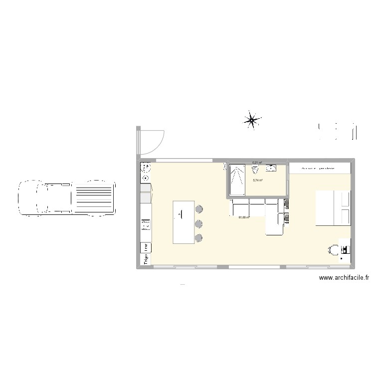 ti-loft A. Plan de 3 pièces et 68 m2