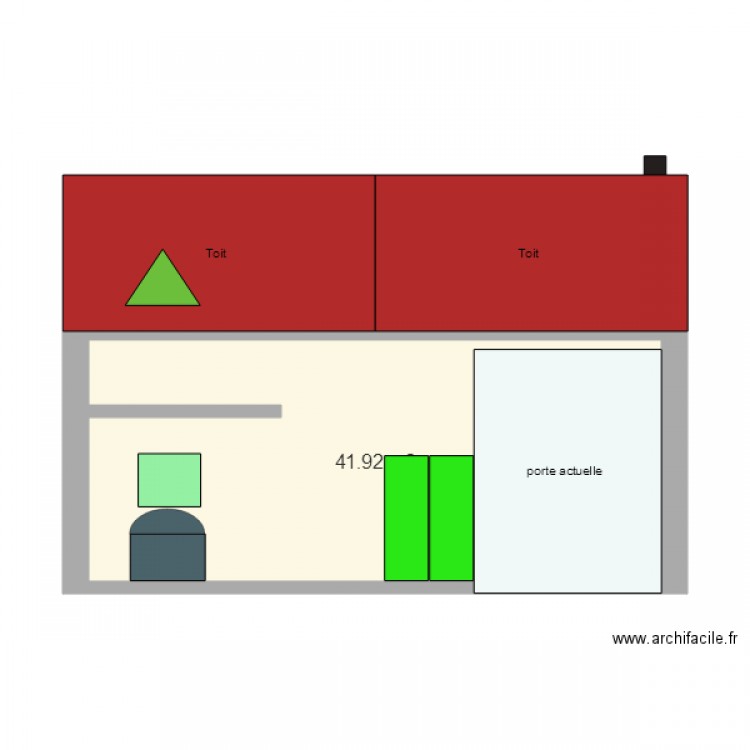 Mur ouest 42 et mansarde 115 avec porte actuelle. Plan de 0 pièce et 0 m2