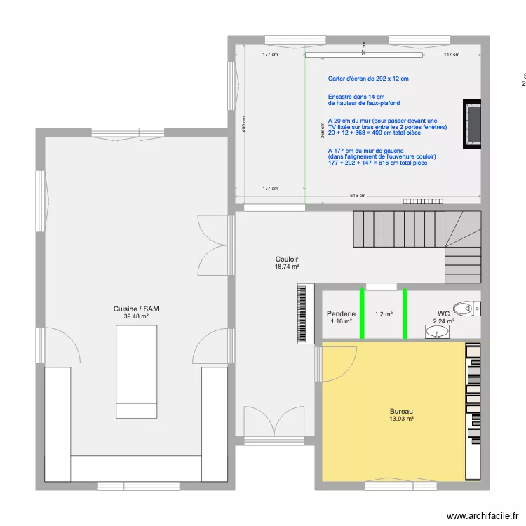 RDC Ecran Salon. Plan de 