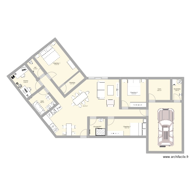 Plan Maison France 2. Plan de 12 pièces et 143 m2