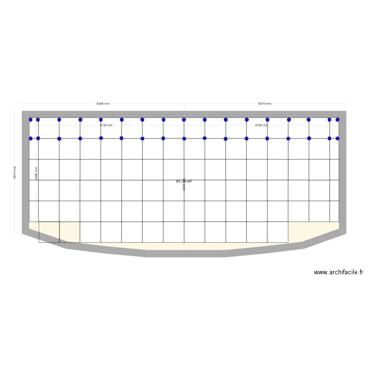 terrasse mairie. Plan de 1 pièce et 61 m2