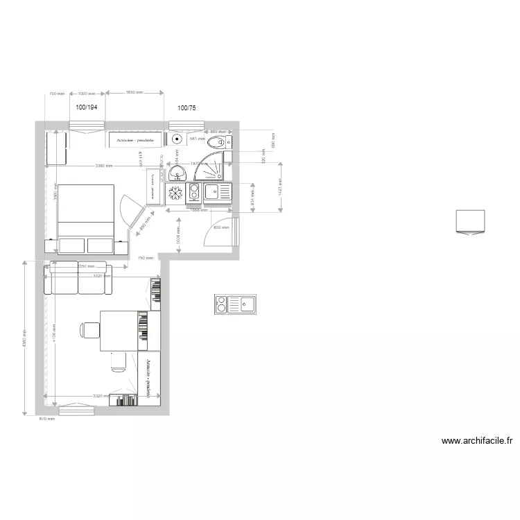 jeanny APPARTEMENT am&eacute;nag&eacute;e . Plan de 