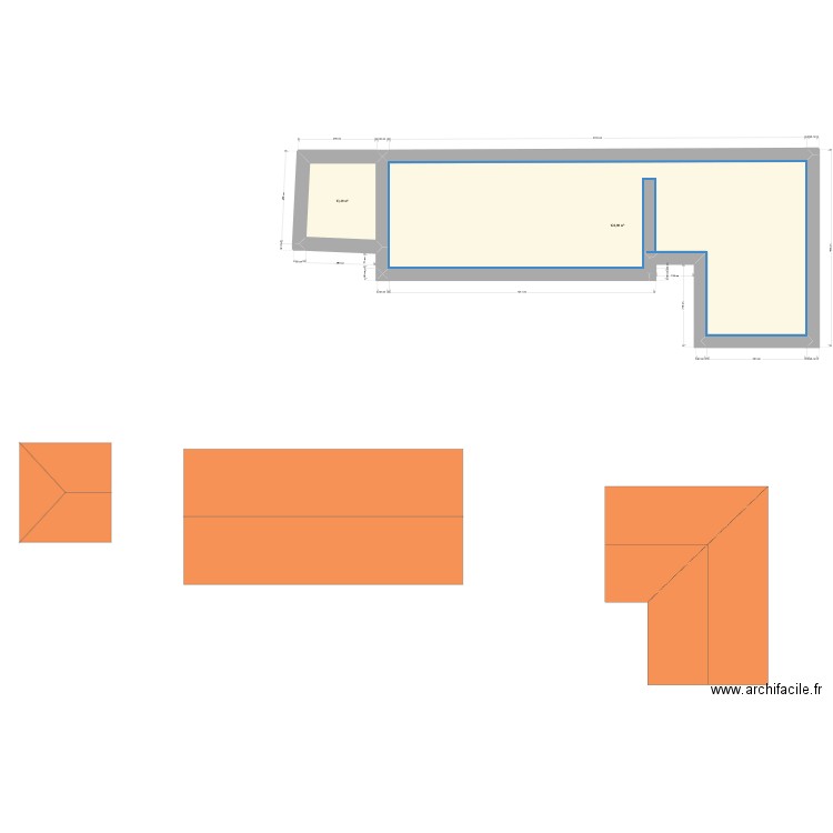 Projet véranda. Plan de 2 pièces et 138 m2