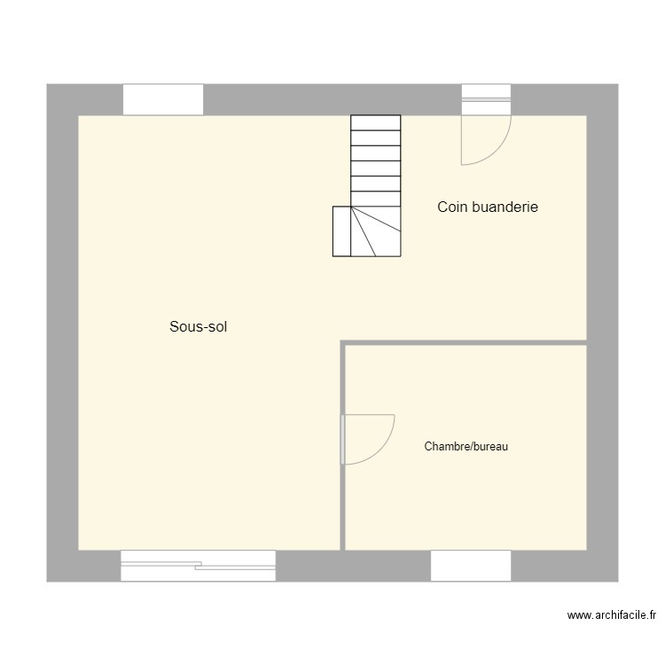 fauve avant . Plan de 2 pièces et 57 m2