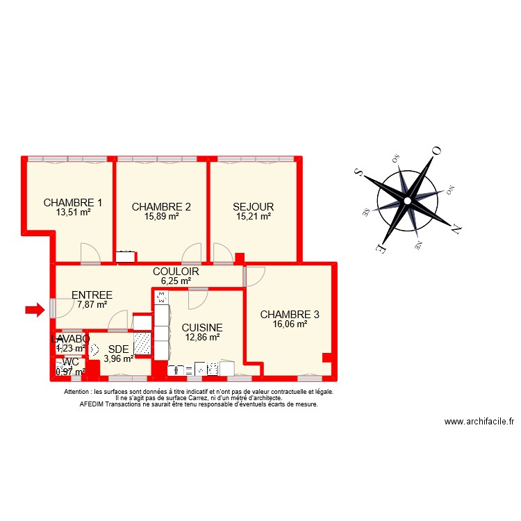 BI 10632. Plan de 13 pièces et 95 m2