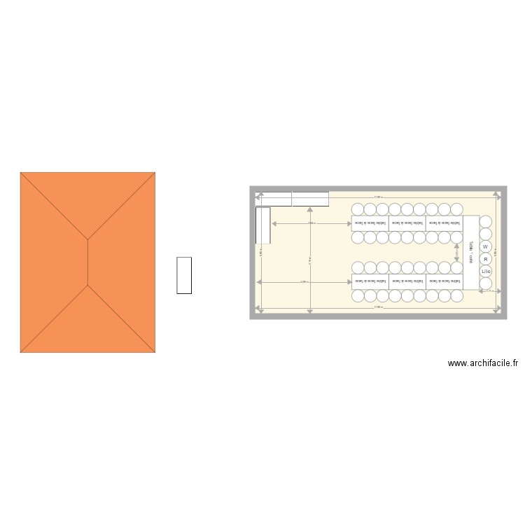 mariage. Plan de 1 pièce et 71 m2