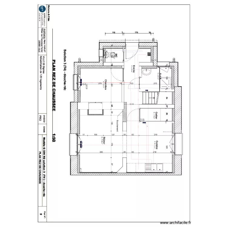 T3 G 326 DOUCHE R C. Plan de 