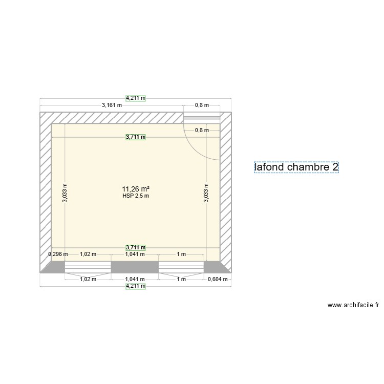 lafond chambre 2. Plan de 1 pièce et 11 m2