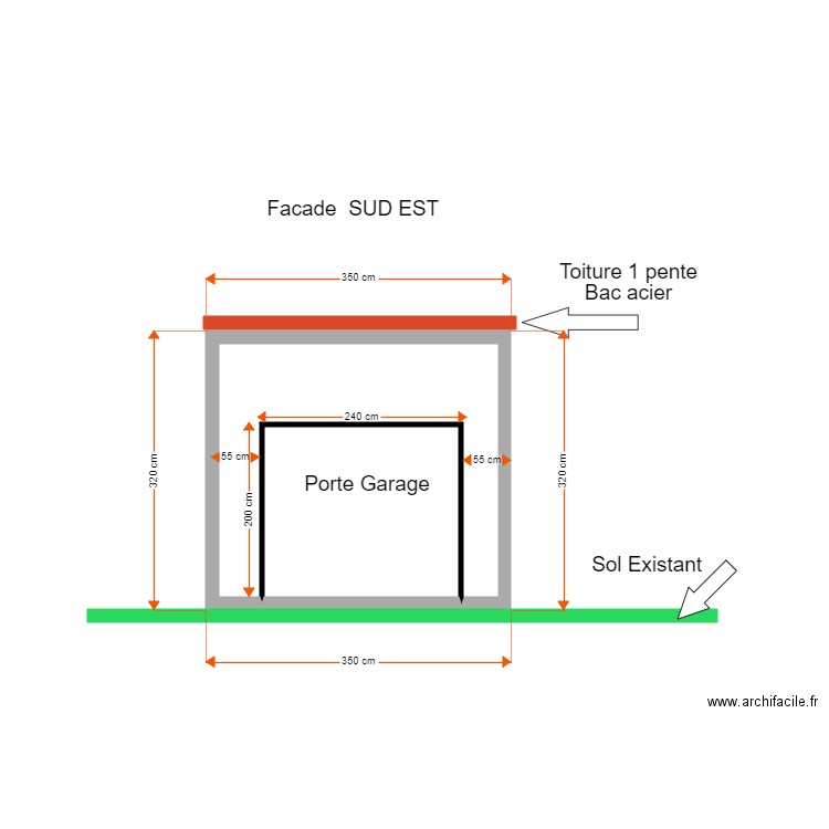 FACAD SUD EST RODOUAN. Plan de 2 pièces et 9 m2