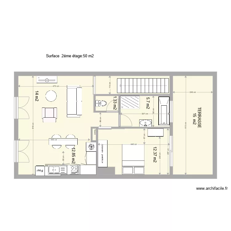 Maison 2 &eacute;me &eacute;tage version 3. Plan de 