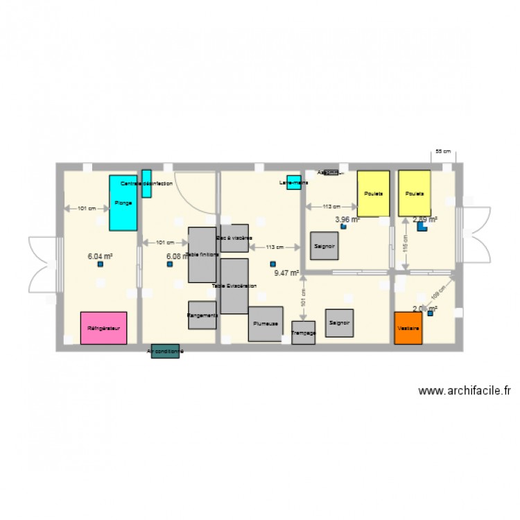 Tuerie Volailles. Plan de 0 pièce et 0 m2