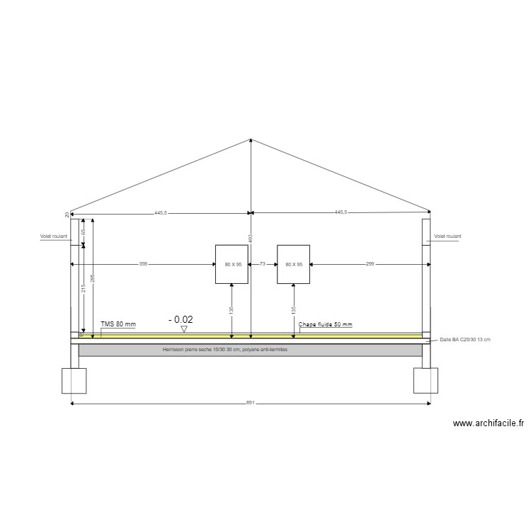 coupe A A finie. Plan de 0 pièce et 0 m2