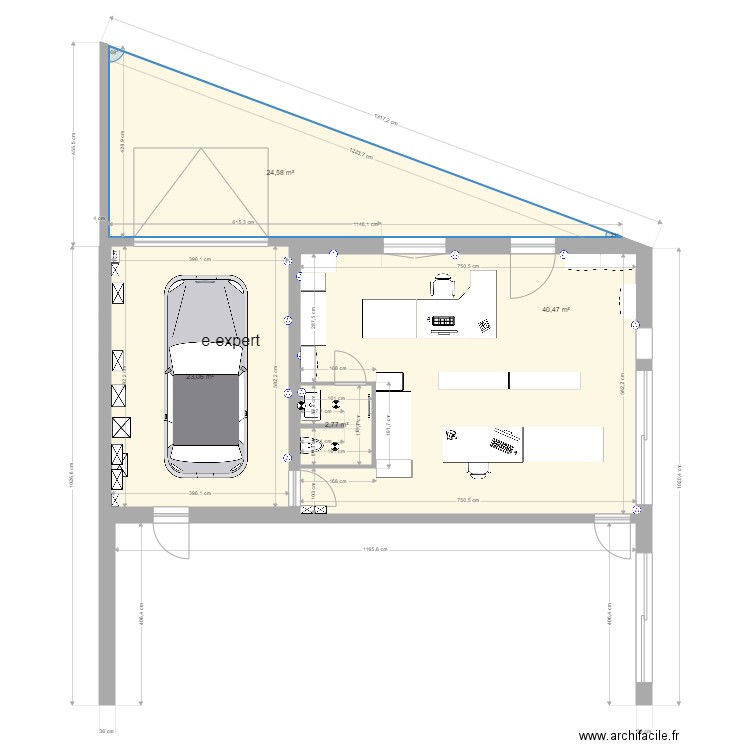 rch 25 bis  5 bureau . Plan de 4 pièces et 91 m2