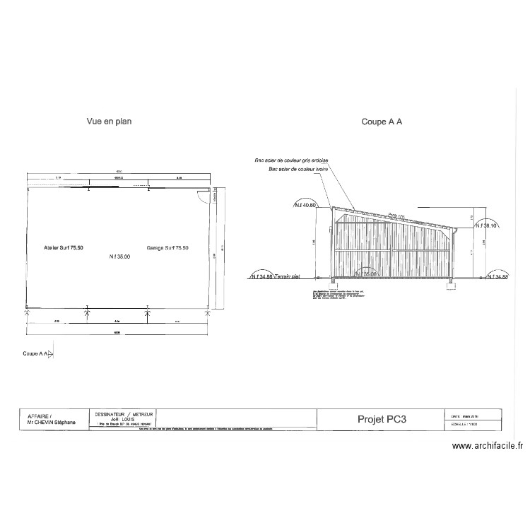 PLAN DE COUPE ZA BENAIS. Plan de 0 pièce et 0 m2