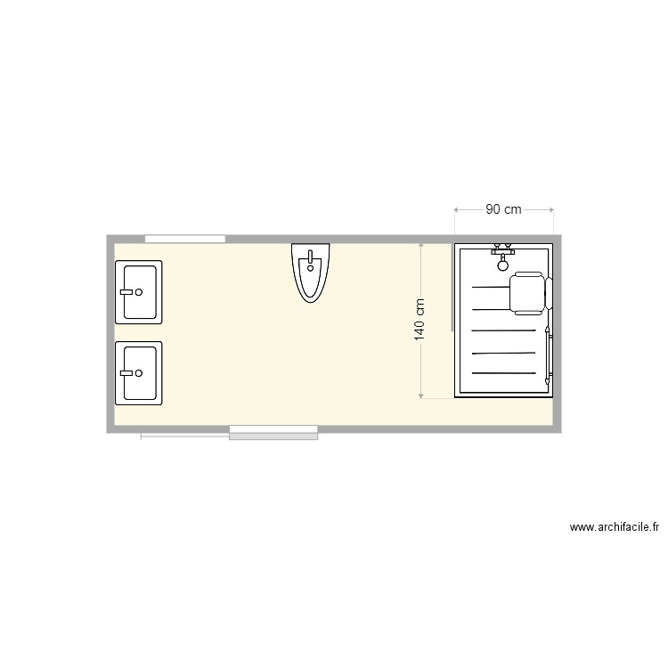 plan projeté Favé. Plan de 1 pièce et 7 m2