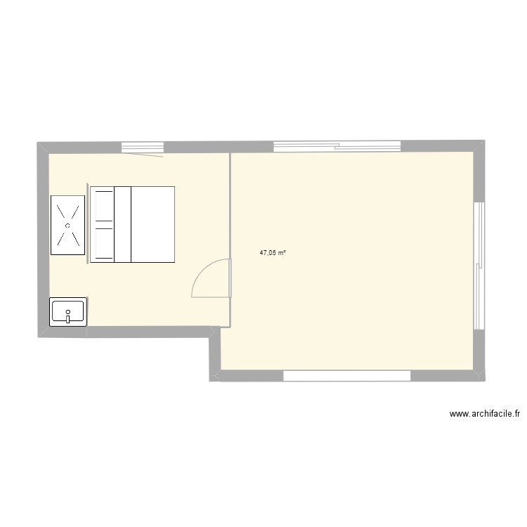 extension charmes. Plan de 1 pièce et 47 m2