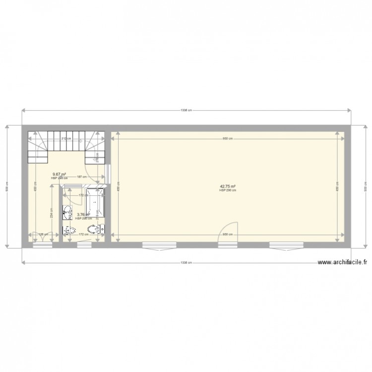 deplacement de la salle de bain. Plan de 0 pièce et 0 m2