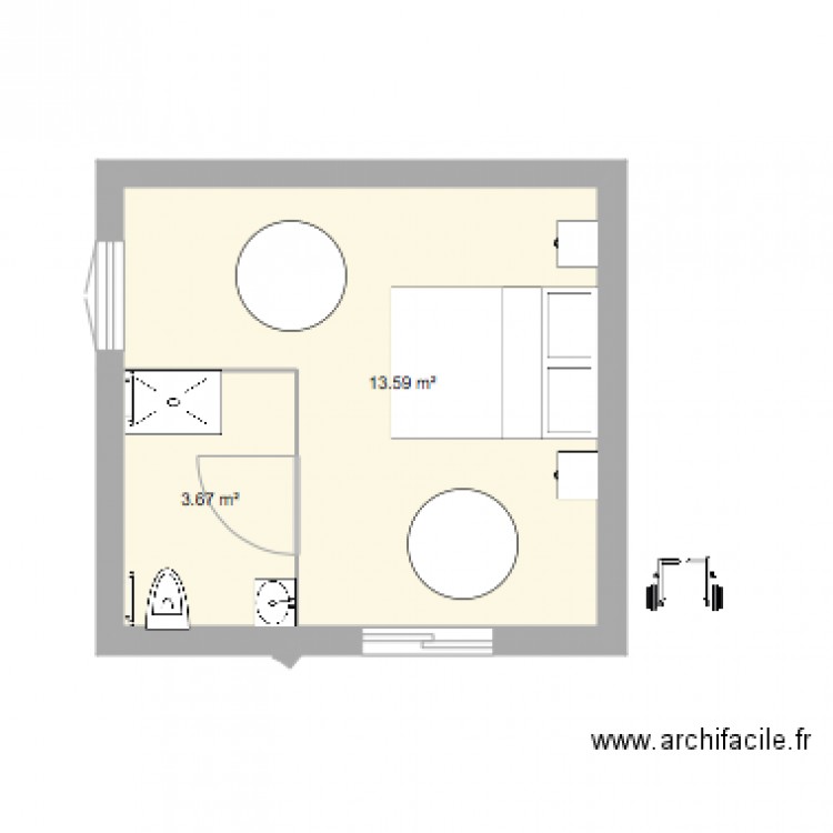 chambre handicapé. Plan de 0 pièce et 0 m2