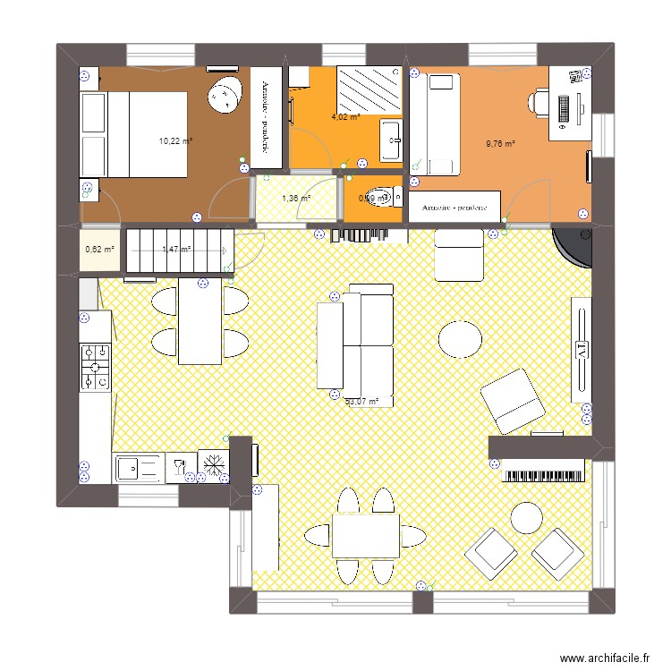 plan 4 mars 2023. Plan de 8 pièces et 82 m2