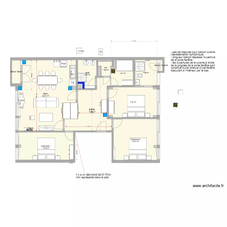 Place Baille mobilier et sauna SRA 2. Plan de 