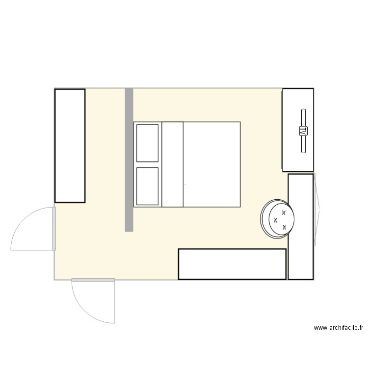 chambre parentale. Plan de 1 pièce et 17 m2