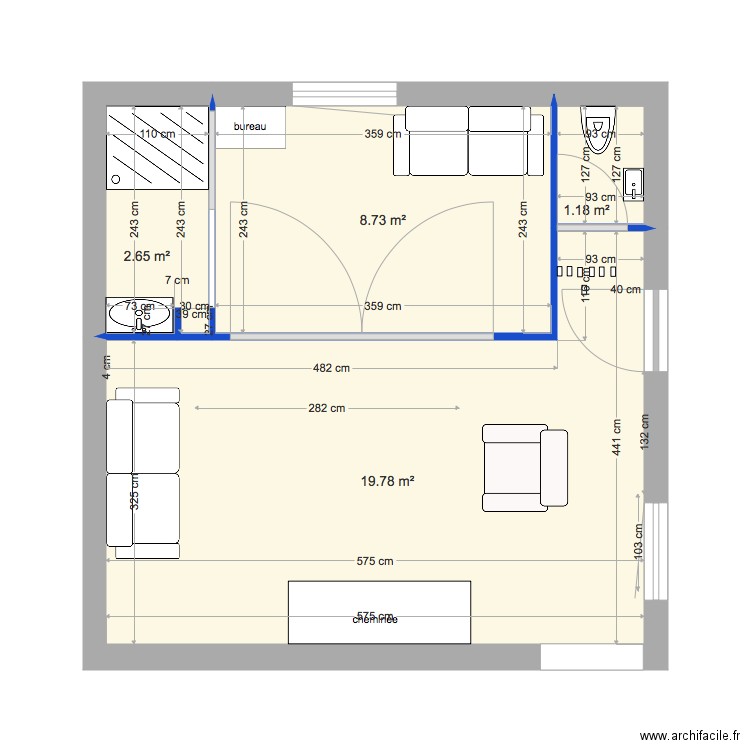 salon et sdb bis wc à part. Plan de 0 pièce et 0 m2