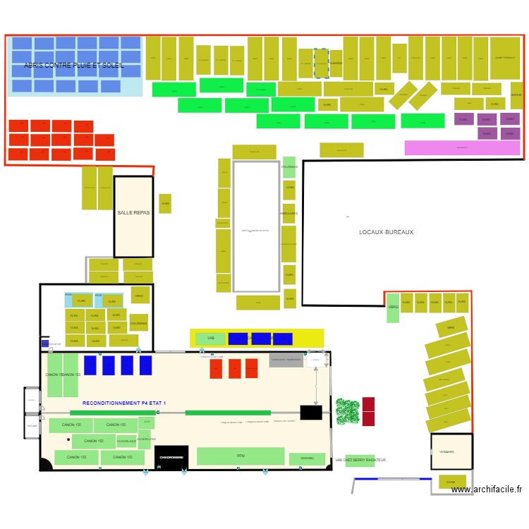 PLAN ATELIER PROD SURFACE P4 ETAT 1 ET 2 couleur FINALISATION EMPLACEMENTS. Plan de 0 pièce et 0 m2