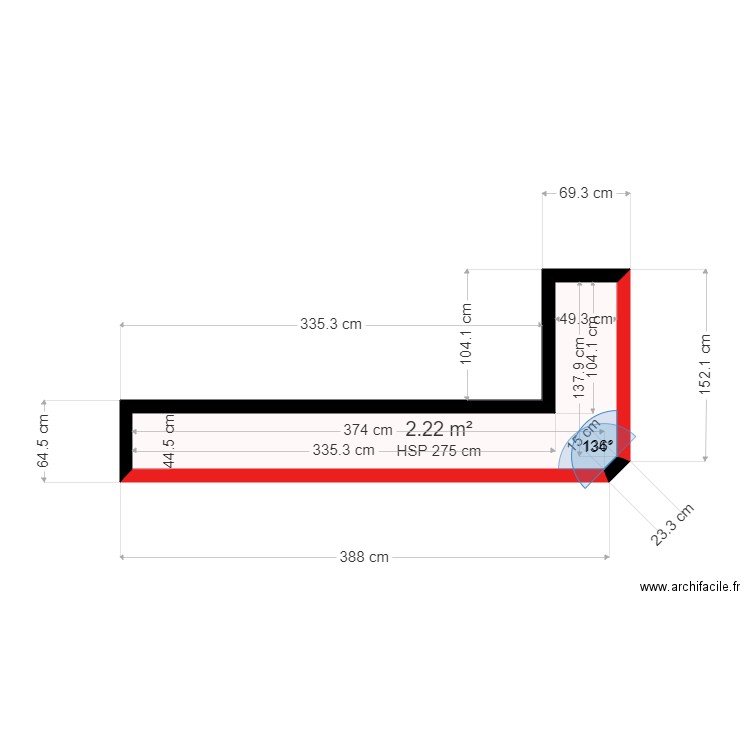 boulangerie RIBEIROU. Plan de 1 pièce et 2 m2