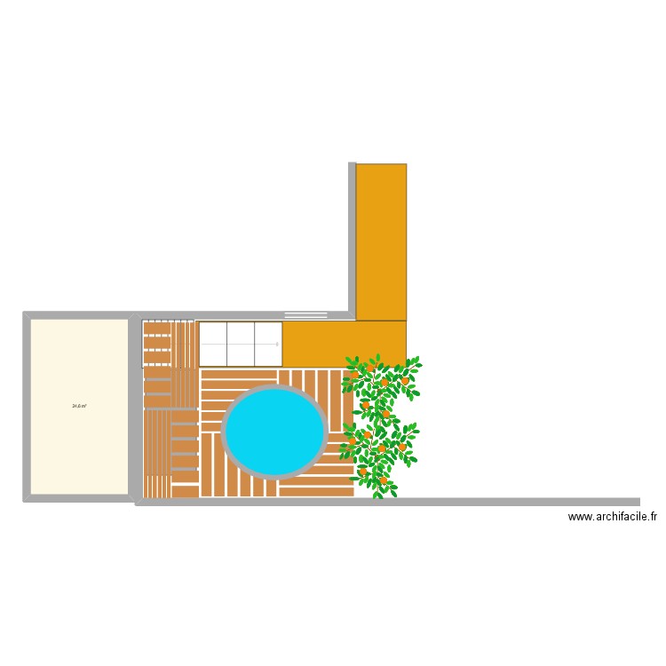 piscine marin. Plan de 1 pièce et 25 m2