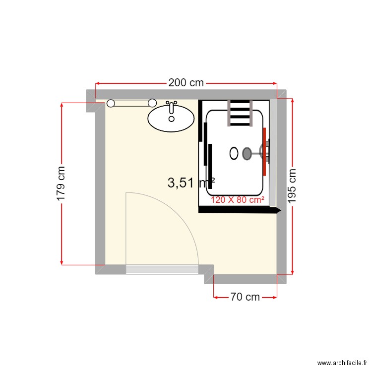 ZARROUK plan projeté. Plan de 1 pièce et 4 m2