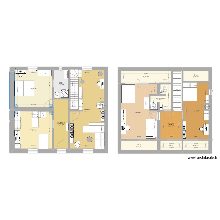 str1. Plan de 17 pièces et 134 m2