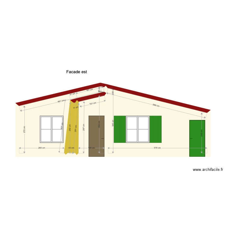 facde est. Plan de 0 pièce et 0 m2