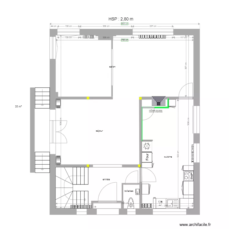 Enghien rez de chauss&eacute;e 22 11 2020 essai chemin&eacute;e. Plan de 