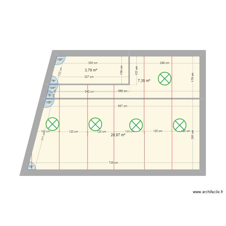 amicale plafond cuisine. Plan de 3 pièces et 32 m2