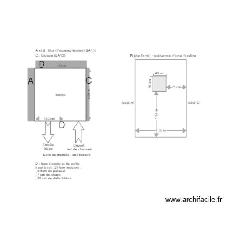 cage escalier. Plan de 