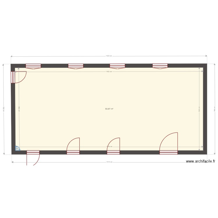 Transformation école en cantine. Plan de 1 pièce et 94 m2