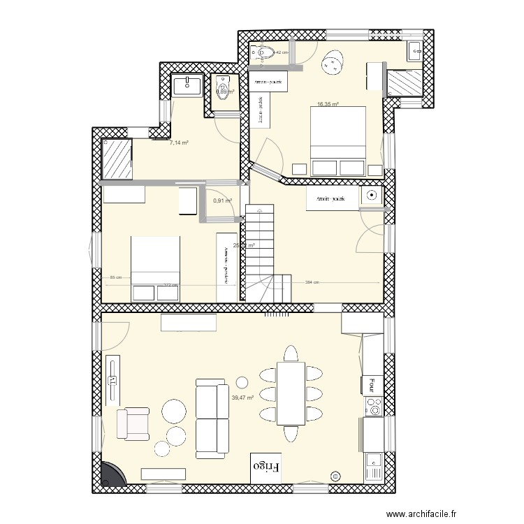 Arcachon futur 6. Plan de 6 pièces et 90 m2
